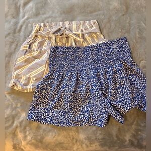 Blue Floral and Striped Women's Skirt Set